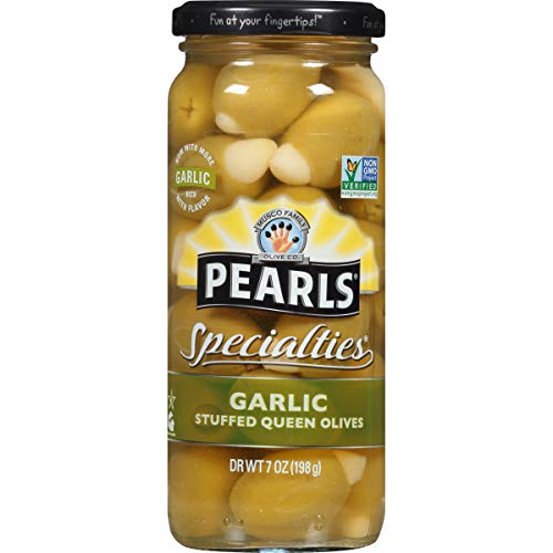 Pearls Specialties 7 Oz. Garlic Stuffed Queen Olives, 6-Jars