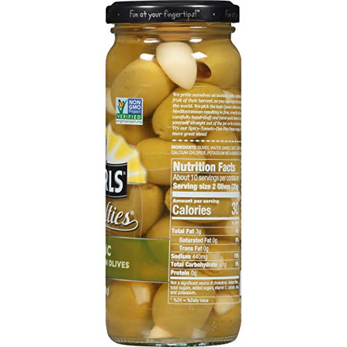 Pearls Specialties 7 Oz. Garlic Stuffed Queen Olives, 6-Jars