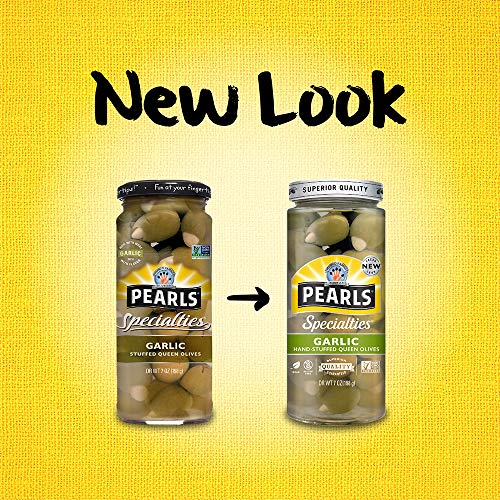 Pearls Specialties 7 Oz. Garlic Stuffed Queen Olives, 6-Jars
