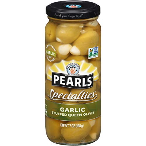 Pearls Specialties 7 Oz. Garlic Stuffed Queen Olives, 6-Jars