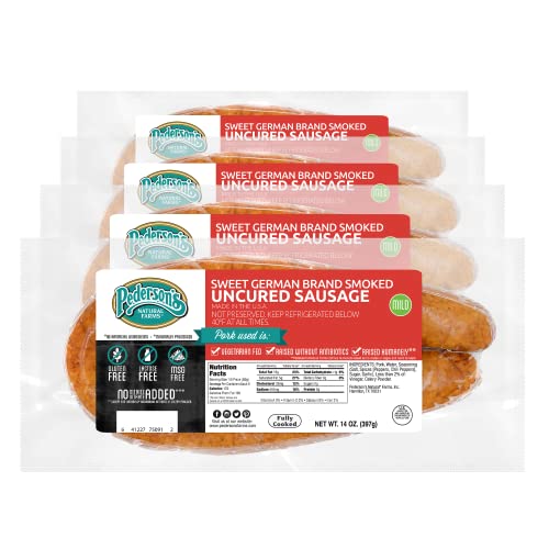 Pederson’S Farms, Sweet German Smoked Uncured Rope Sausage, 4 P