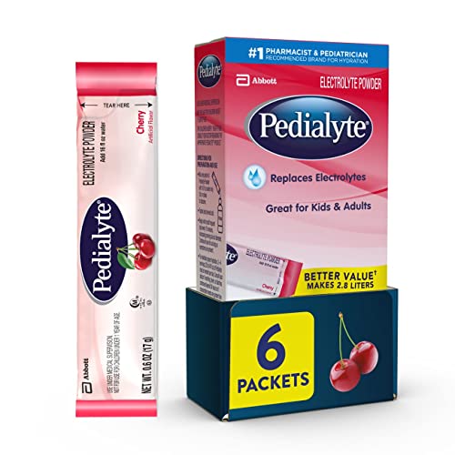 Pedialyte Electrolyte Powder Packets, Cherry, Hydration Drink, 6