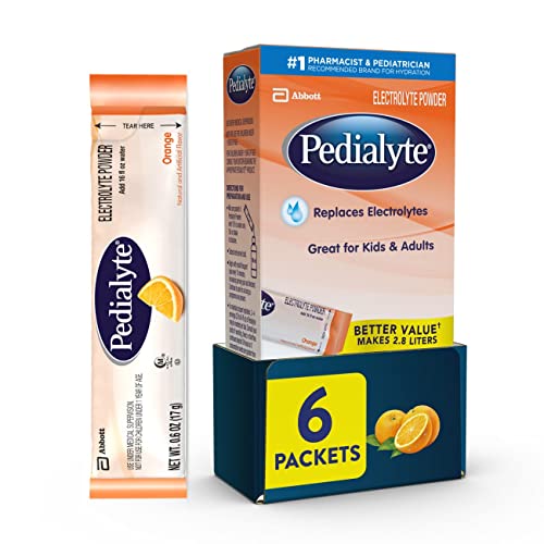 Pedialyte Electrolyte Powder Packets, Orange, Hydration Drink, 6
