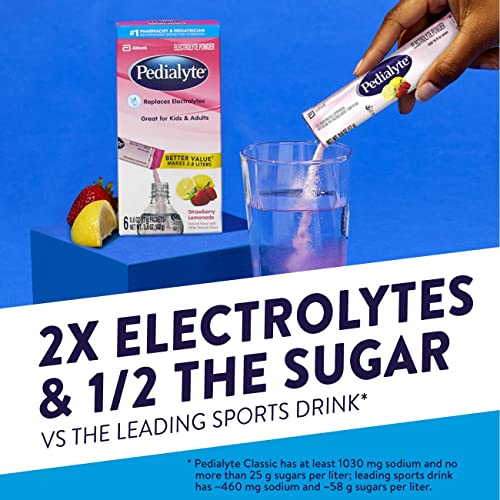 Pedialyte Electrolyte Powder Packets, Strawberry Lemonade, Hydra