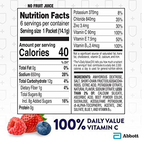 Pedialyte Electrolyte Powder With Immune Support, Mixed Berry, E