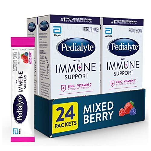 Pedialyte Electrolyte Powder With Immune Support, Mixed Berry, E