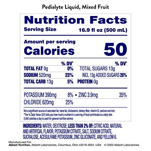 Pedialyte Electrolyte Solution Mixed Fruit 16.9 Fl Oz, 12 Count