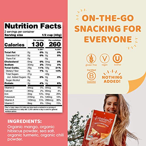 Peeled Snacks Organic Dried Fruit, Chili Mango, 2.8 Ounce Pack