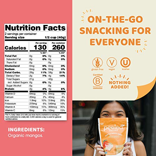 Peeled Snacks Organic Dried Fruit, Mango, 2.8 Ounce, Orange