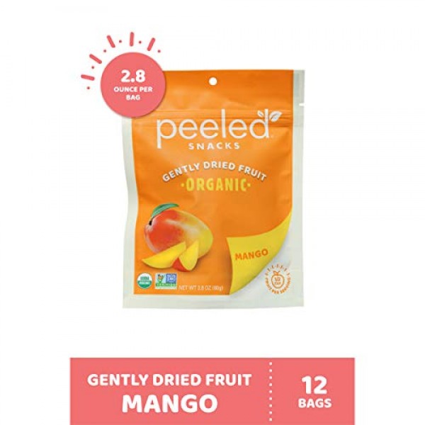 Peeled Snacks Organic Dried Fruit, Mango, 2.8 Ounce Pack Of 12