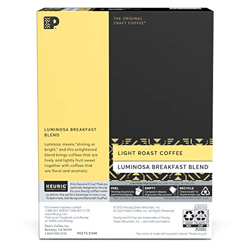 Peet’s Coffee Luminosa Breakfast Blend K-Cup Coffee Pods for Keu...