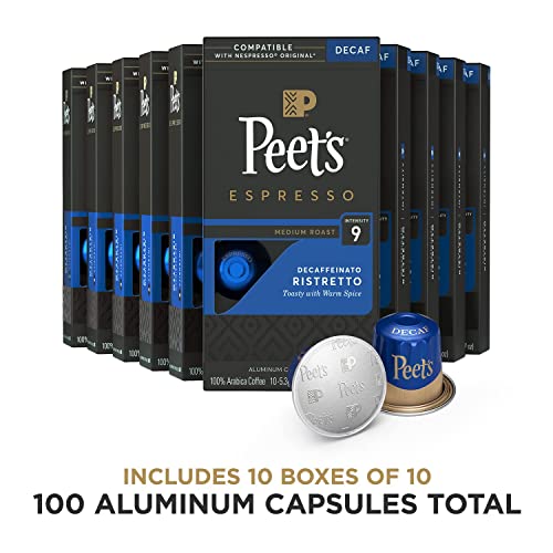 Peets Coffee, Dark Roast Decaf Espresso Coffee Pods Compatible ...