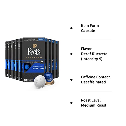 Peets Coffee, Dark Roast Decaf Espresso Coffee Pods Compatible ...
