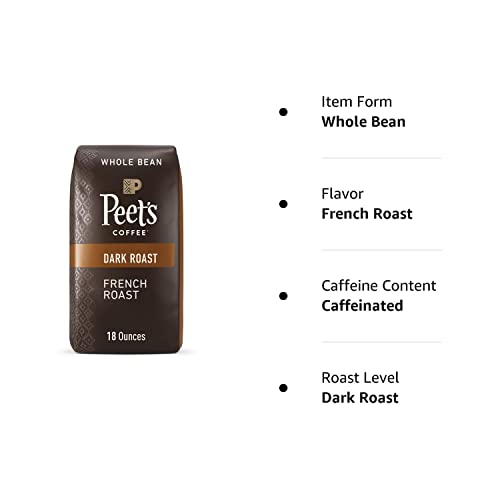 Peets Coffee, Dark Roast Whole Bean Coffee - French Roast 18 Ou...