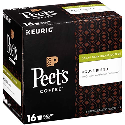 Peets Coffee Decaf House Blend, Dark Roast, 16 Count Single Ser