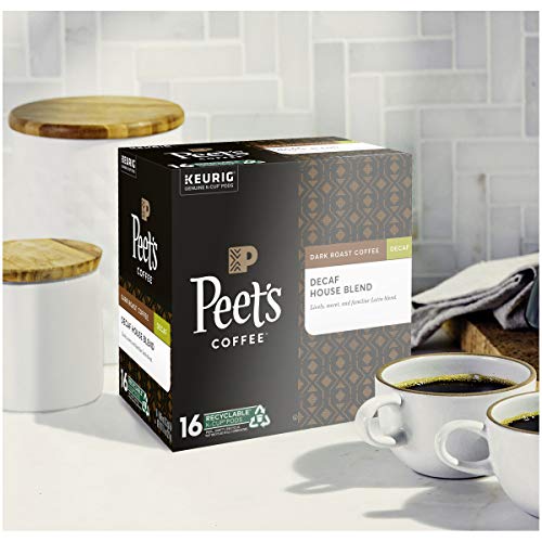 Peets Coffee Decaf House Blend, Dark Roast, 16 Count Single Ser