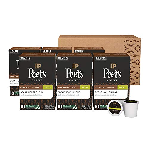 Peets Coffee Decaf House Blend, Dark Roast, 60 Count Single Ser
