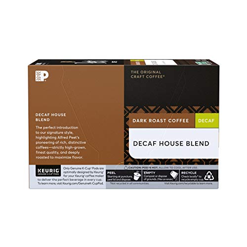 Peets Coffee Decaf House Blend, Dark Roast, 60 Count Single Ser