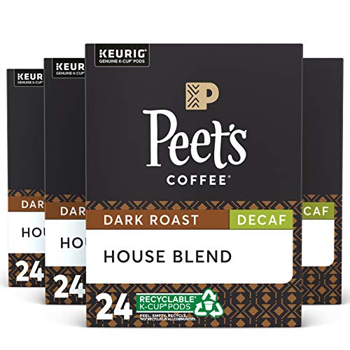 Peets Coffee Decaf House Blend, Dark Roast, 96 Count Single Ser