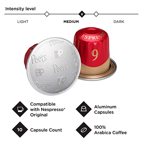 Peets Coffee Espresso Capsules Crema Scura, Intensity 9, 10 Cou