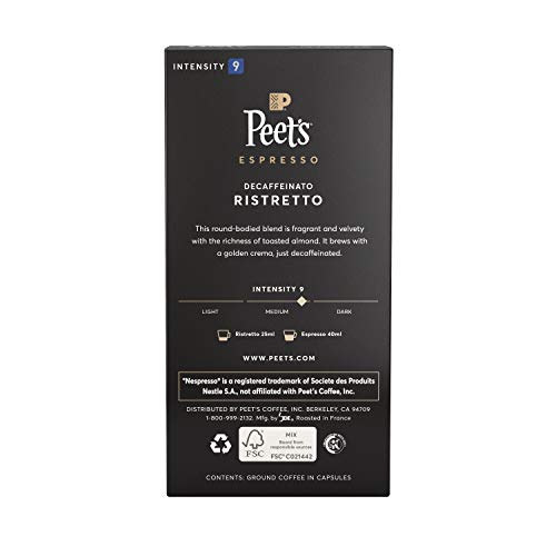 Peets Coffee Espresso Capsules Decaffeinato Ristretto Intensity...