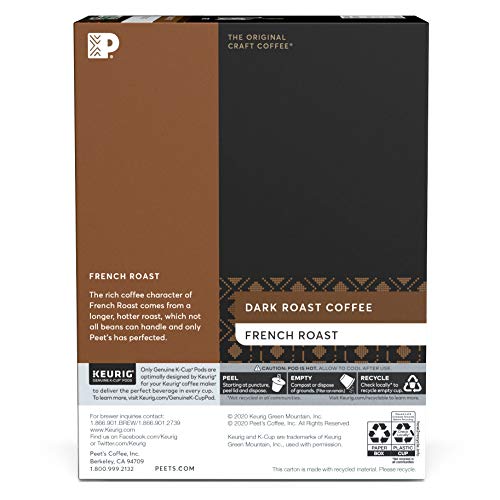 Peets Coffee French Roast, Dark Roast, 22 Count Single Serve K-