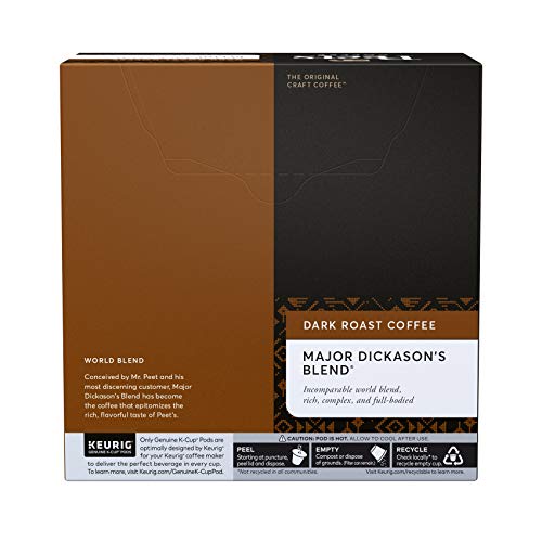 Peets Coffee Major Dickasons Blend, Dark Roast,K-Cup, 32 Ct