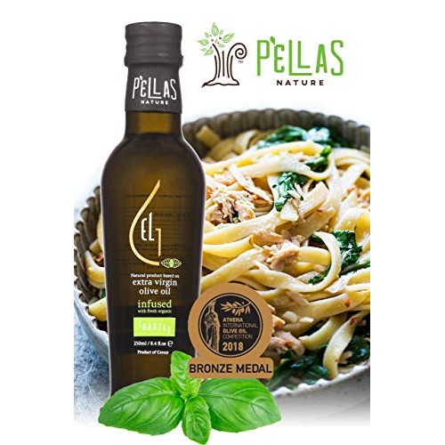 Pellas Nature, Fresh Organic Basil Infused Greek Extra Virgin Ol