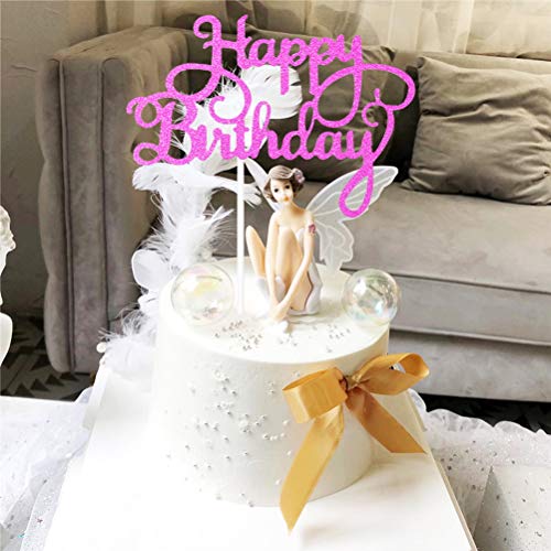 Pengxiaomei 50 Pcs Happy Birthday Cake Toppers, Birthday Gold Cu
