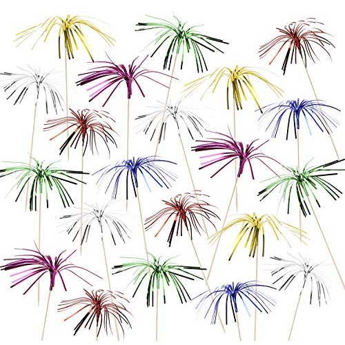 Penta Angel Foil Firework Cupcake Toppers 50Pcs 9 Inch Multicolo