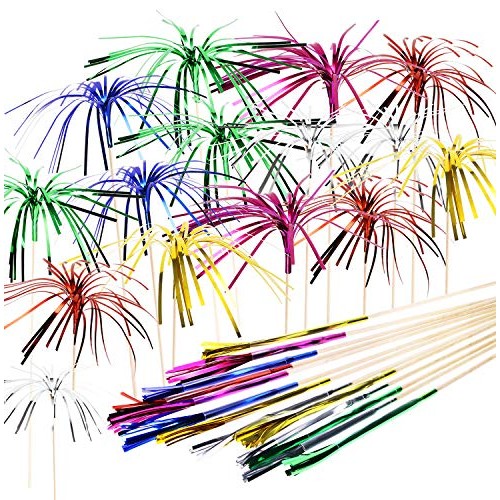 Penta Angel Foil Firework Cupcake Toppers 50Pcs 9 Inch Multicolo