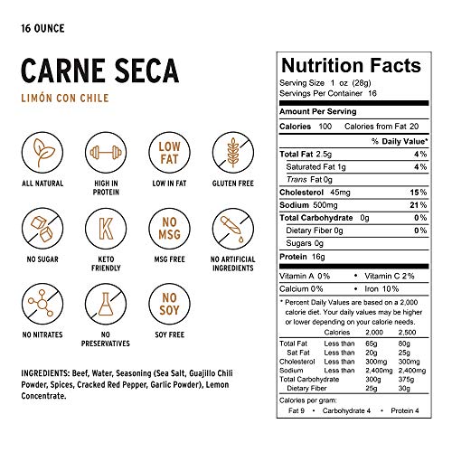 Peoples Choice Beef Jerky - Carne Seca - Limón Con Chile - Heal