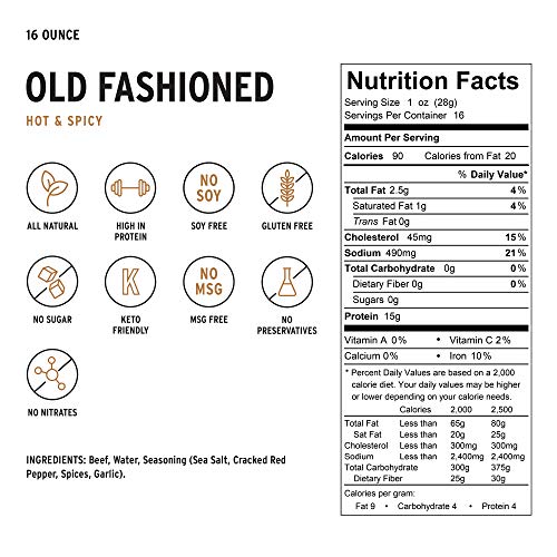 Peoples Choice Beef Jerky - Old Fashioned - Hot &Amp; Spicy - Healt