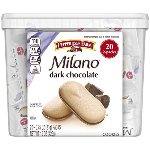 Pepperidge Farm Milano Cookies, Dark Chocolate, 20 Packs Tub, 2
