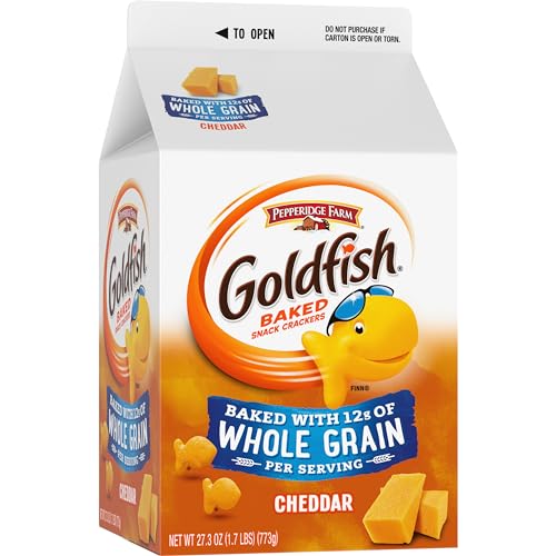 Goldfish Cheddar Cheese Crackers, Baked with Whole Grain, 27.3 o...