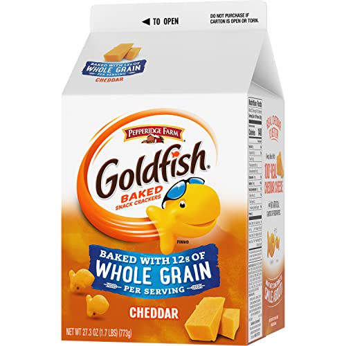 Goldfish Cheddar Cheese Crackers, Baked with Whole Grain, 27.3 o...