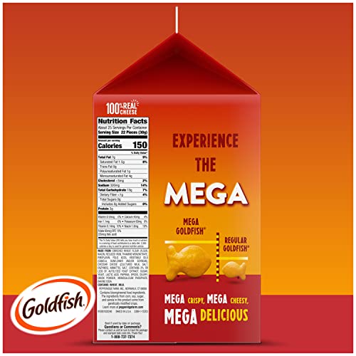 Goldfish Mega Bites, Sharp Cheddar Crackers, 26.7 Oz Carton