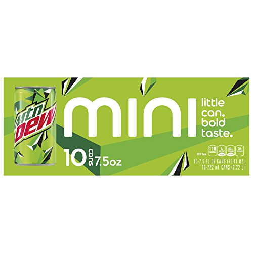 Mountain Dew Soda, 7.5 Ounce Mini Cans, 10 Pack