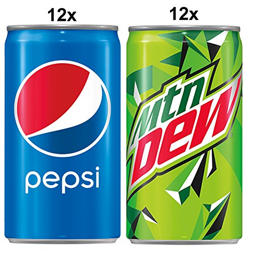 Pepsi And Mtn Dew Mini Can Variety Pack, 7.5 Oz Cans, 24 Countp