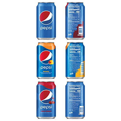 Pepsi Flavors Variety Cherry Mango Original 12Oz Cans Pack, 18 C