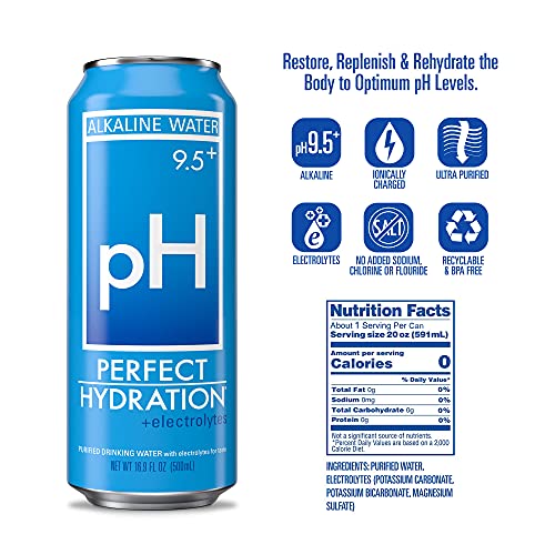 Perfect Hydration 9.5+ ph Alkaline Water, 16.9 oz Recyclable Alu...