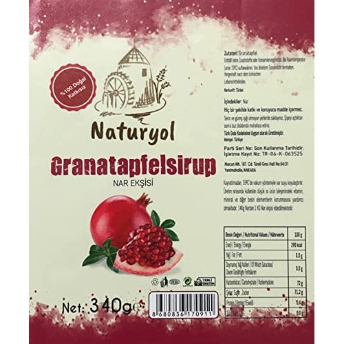 Naturyol Pomegranate Molasses - 12 Oz 340 gr 100% Natural Pome...