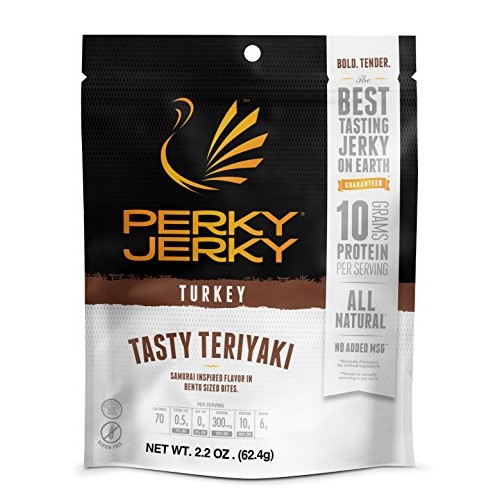 Perky Jerky Tasty Teriyaki Turkey Jerky, 2.2Oz Bag - Low Sodium
