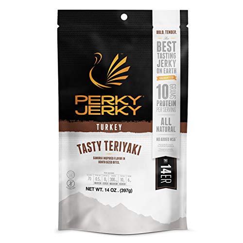 Perky Jerky Tasty Teriyaki Turkey Jerky, 14Oz - Low Sodium - 10G