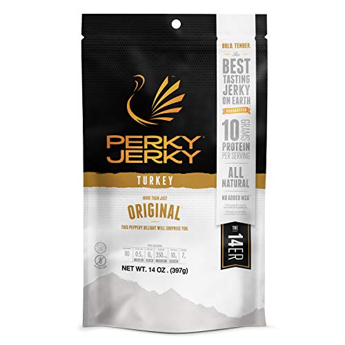 Perky Jerky Original Turkey Jerky, 14Oz - High Protein Snack 10G
