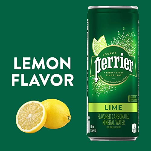 Perrier Lime Flavored Sparkling Water, 11.15 FL OZ Cans 8 Count