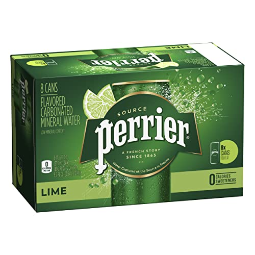 Perrier Lime Flavored Sparkling Water, 11.15 FL OZ Cans 8 Count