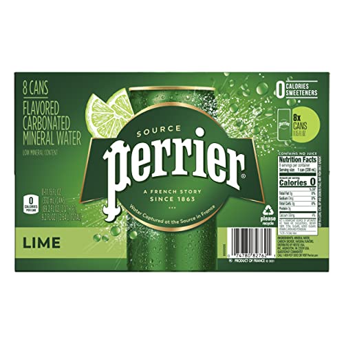 Perrier Lime Flavored Sparkling Water, 11.15 FL OZ Cans 8 Count