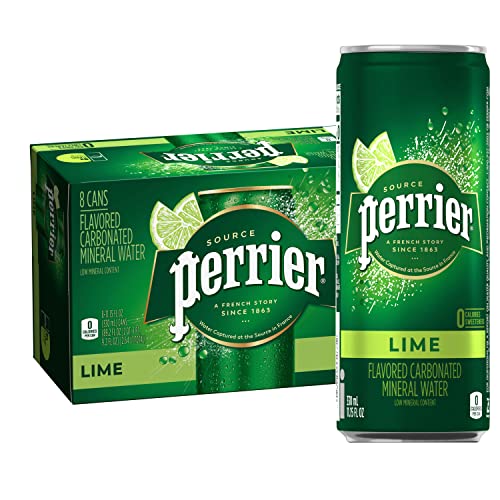 Perrier Lime Flavored Sparkling Water, 11.15 FL OZ Cans 8 Count