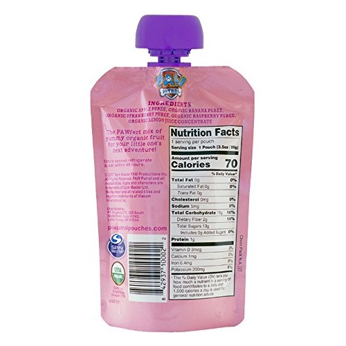 Paw Patrol Really Raspberry Organic Mixed Fruit Squeeze Pouch, 3